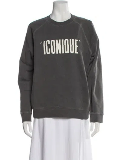 Pre-owned Clare V Graphic Print Crew Neck Sweatshirt In Gray