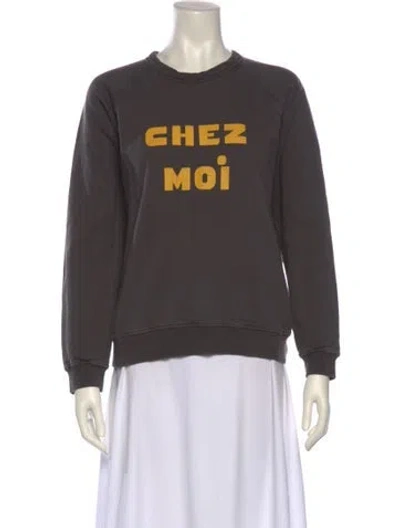 Pre-owned Clare V Graphic Print Crew Neck Sweatshirt In Gray