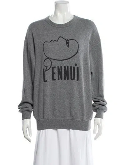 Pre-owned Clare V Graphic Print Crew Neck Sweatshirt In Gray