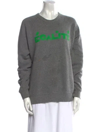 Pre-owned Clare V Graphic Print Crew Neck Sweatshirt In Gray