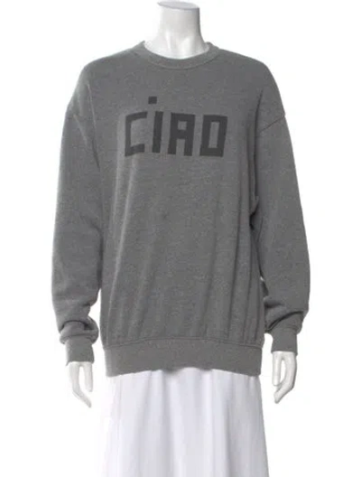 Pre-owned Clare V Graphic Print Crew Neck Sweatshirt In Gray