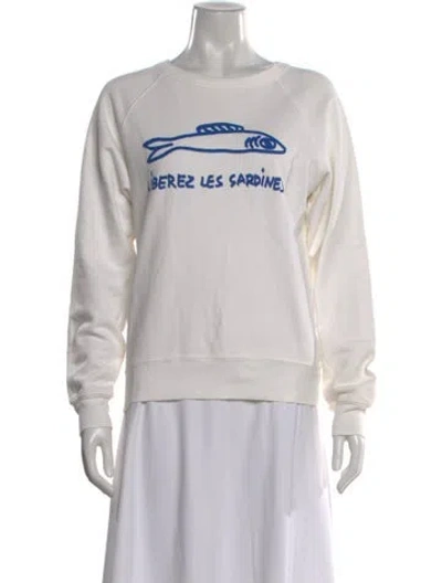 Pre-owned Clare V Graphic Print Crew Neck Sweatshirt In Gray