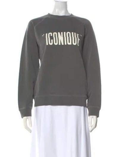 Pre-owned Clare V Graphic Print Crew Neck Sweatshirt In Gray