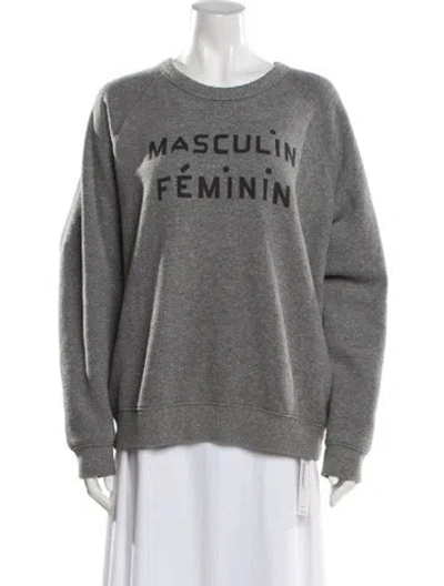 Pre-owned Clare V Graphic Print Crew Neck Sweatshirt In Gray