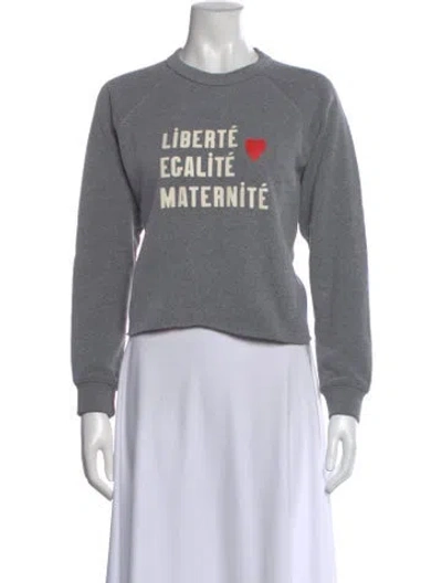 Pre-owned Clare V Graphic Print Crew Neck Sweatshirt In Gray