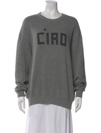 Pre-owned Clare V Graphic Print Crew Neck Sweatshirt In Gray