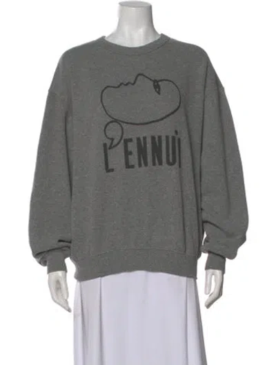 Pre-owned Clare V Graphic Print Crew Neck Sweatshirt In Gray