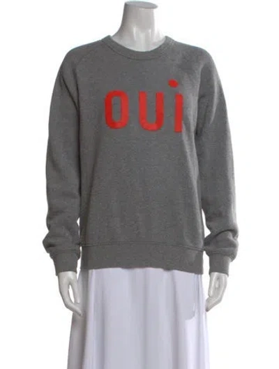 Pre-owned Clare V Graphic Print Crew Neck Sweatshirt In Gray