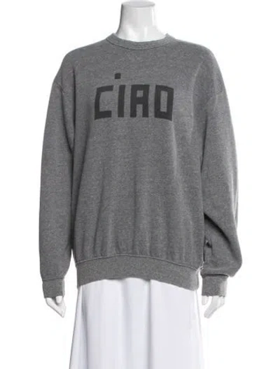 Pre-owned Clare V Graphic Print Crew Neck Sweatshirt In Gray