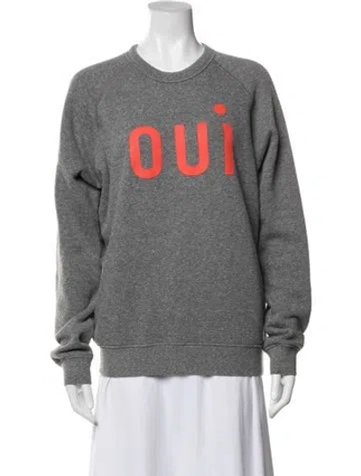 Pre-owned Clare V Graphic Print Crew Neck Sweatshirt In Gray