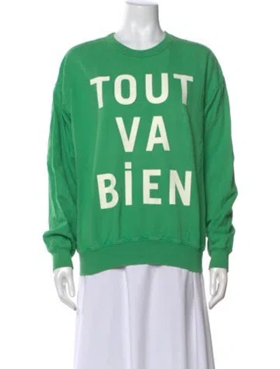 Pre-owned Clare V Graphic Print Crew Neck Sweatshirt In Green