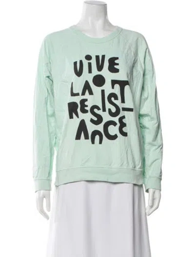Pre-owned Clare V Graphic Print Crew Neck Sweatshirt In Green