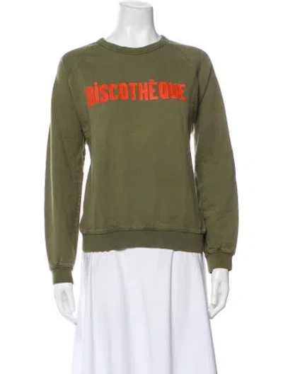 Pre-owned Clare V Graphic Print Crew Neck Sweatshirt In Green