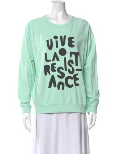 Pre-owned Clare V Graphic Print Crew Neck Sweatshirt In Green