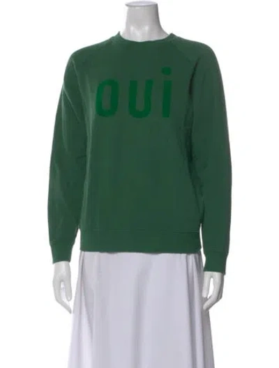 Pre-owned Clare V Graphic Print Crew Neck Sweatshirt In Green