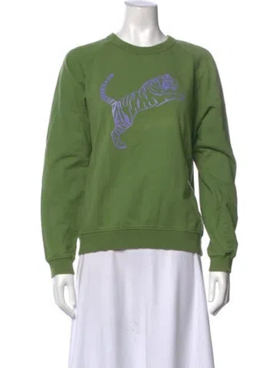 Pre-owned Clare V Graphic Print Crew Neck Sweatshirt In Green