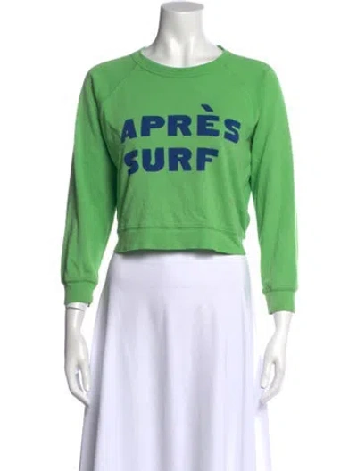 Pre-owned Clare V Graphic Print Crew Neck Sweatshirt In Green