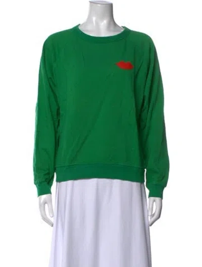 Pre-owned Clare V Graphic Print Crew Neck Sweatshirt In Green