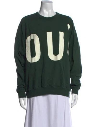 Pre-owned Clare V Graphic Print Crew Neck Sweatshirt In Green
