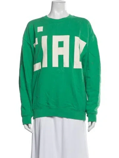 Pre-owned Clare V Graphic Print Crew Neck Sweatshirt In Green