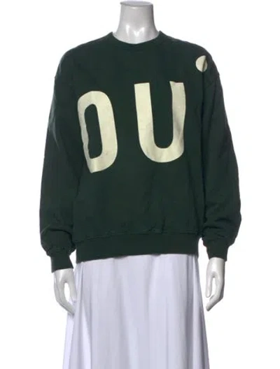 Pre-owned Clare V Graphic Print Crew Neck Sweatshirt In Green