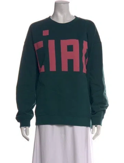 Pre-owned Clare V Graphic Print Crew Neck Sweatshirt In Green