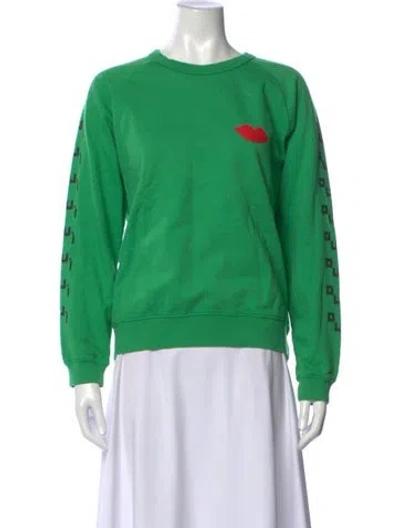 Pre-owned Clare V Graphic Print Crew Neck Sweatshirt In Green