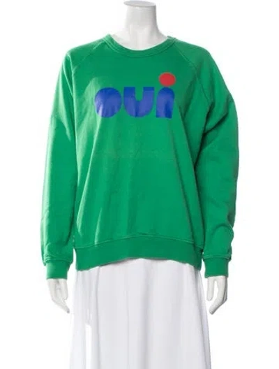 Pre-owned Clare V Graphic Print Crew Neck Sweatshirt In Green