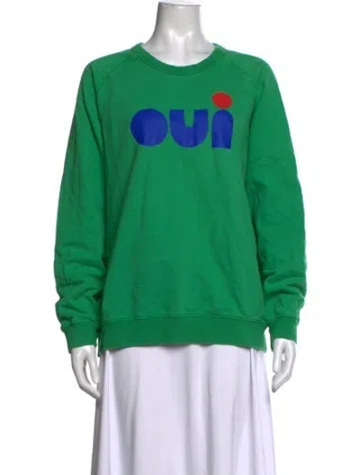 Pre-owned Clare V Graphic Print Crew Neck Sweatshirt In Green