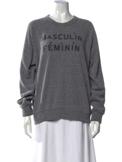 Pre-owned Clare V Graphic Print Crew Neck Sweatshirt In Grey