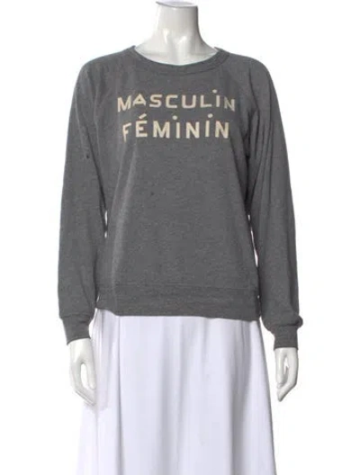 Pre-owned Clare V Graphic Print Crew Neck Sweatshirt In Grey