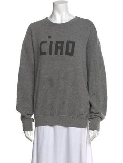 Pre-owned Clare V Graphic Print Crew Neck Sweatshirt In Grey