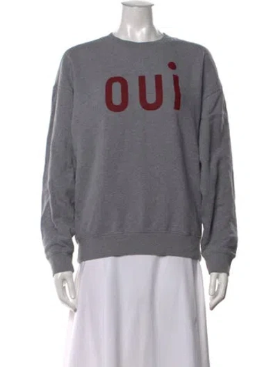 Pre-owned Clare V Graphic Print Crew Neck Sweatshirt In Grey