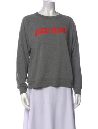 Pre-owned Clare V Graphic Print Crew Neck Sweatshirt In Grey