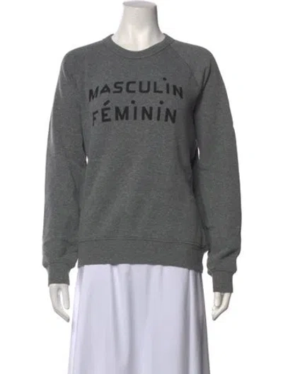 Pre-owned Clare V Graphic Print Crew Neck Sweatshirt In Grey