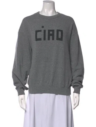 Pre-owned Clare V Graphic Print Crew Neck Sweatshirt In Grey