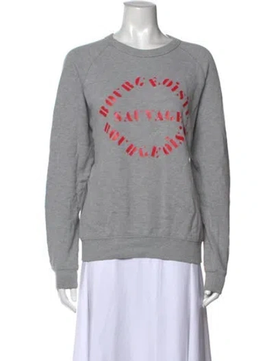 Pre-owned Clare V Graphic Print Crew Neck Sweatshirt In Grey