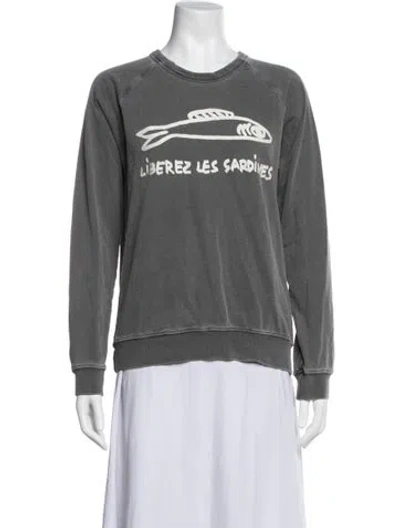 Pre-owned Clare V Graphic Print Crew Neck Sweatshirt In Grey