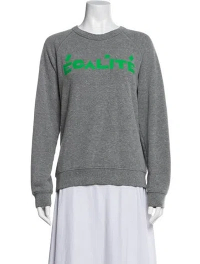 Pre-owned Clare V Graphic Print Crew Neck Sweatshirt In Grey