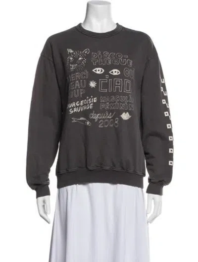 Pre-owned Clare V Graphic Print Crew Neck Sweatshirt In Grey