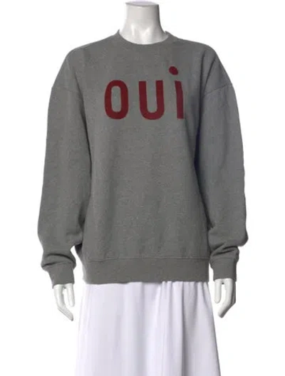 Pre-owned Clare V Graphic Print Crew Neck Sweatshirt In Grey