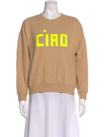 Pre-owned Clare V Graphic Print Crew Neck Sweatshirt In Neutral