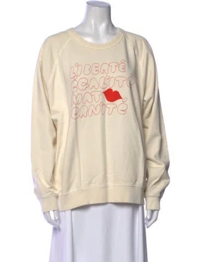 Pre-owned Clare V Graphic Print Crew Neck Sweatshirt In Neutral