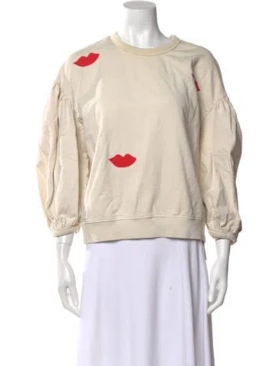 Pre-owned Clare V Graphic Print Crew Neck Sweatshirt In Neutral