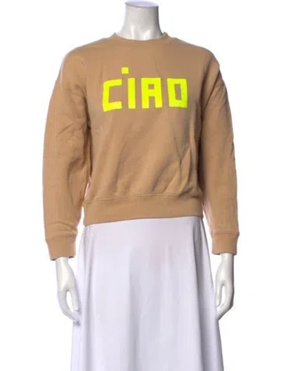 Pre-owned Clare V Graphic Print Crew Neck Sweatshirt In Neutral