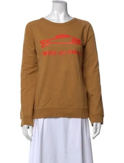 Pre-owned Clare V Graphic Print Crew Neck Sweatshirt In Neutral