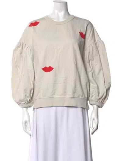 Pre-owned Clare V Graphic Print Crew Neck Sweatshirt In Neutrals