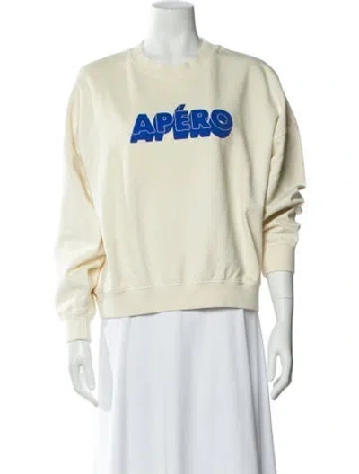 Pre-owned Clare V Graphic Print Crew Neck Sweatshirt In Neutrals