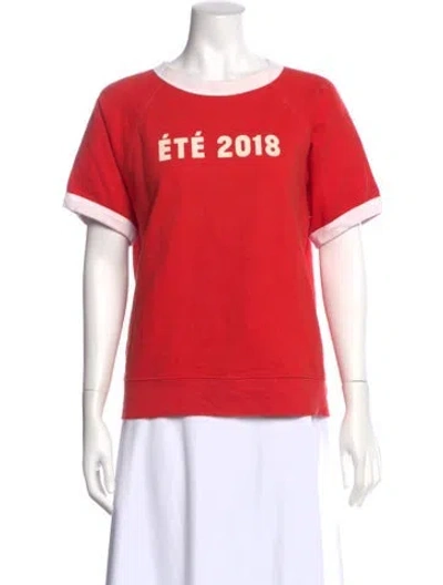 Pre-owned Clare V Graphic Print Crew Neck Sweatshirt In Orange