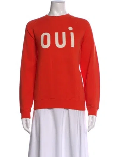 Pre-owned Clare V Graphic Print Crew Neck Sweatshirt In Orange